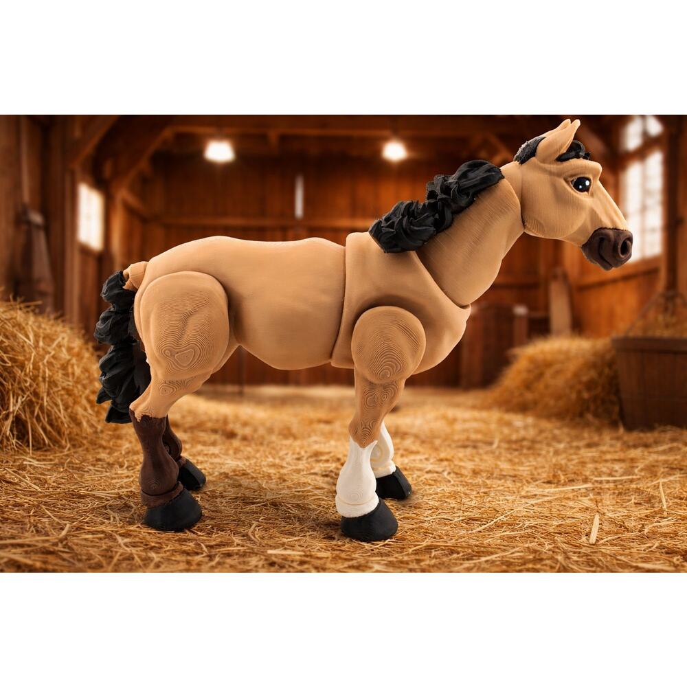 3D Printed Articulated Horse Figure Posable Jointed Toy Farm Animal